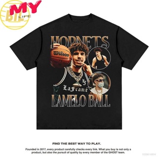 LIFE BIL  คุณภาพสูง คุณภาพสูง LAMELO BALL  เสื้อยืดคอกลม แขนสั้น พิมพ์ลาย BKB NBA LaMelo Ball Fan สไตล์อเมริกัน สําหรับผ