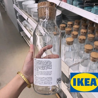 IKEA 365+ อิเกีย 365+ ขวดน้ำมีจุกอุด, แก้วใส/ไม้ก๊อก, 1 ลิตร