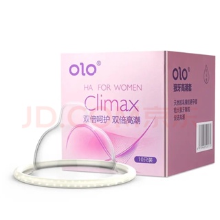 ภาพขนาดย่อของภาพหน้าปกสินค้าOLO Climax condoms ถุงยางอนามัยแบบมีปุ่ม กล่องสีชมพู ขนาด 50-52-54 มม (1กล่อง10 ชิ้น) จากร้าน forguys บน Shopee