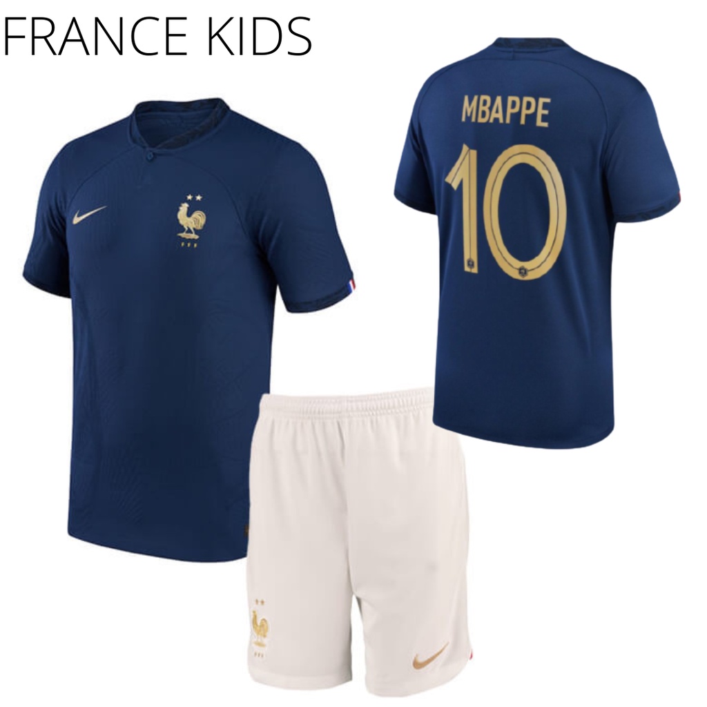 เสื้อกีฬาแขนสั้น-ลายทีมชาติฟุตบอล-go-france-mbappe-ชุดเหย้า-สําหรับเด็ก