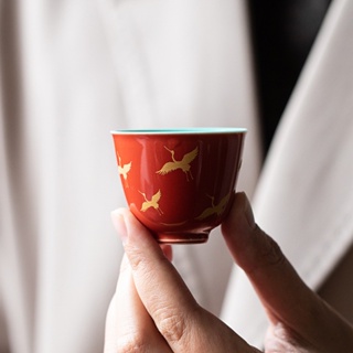 [A015] ชุดถ้วยชาเซรามิก ลายนกฟลามิงโก้ สไตล์จีน สําหรับครัวเรือน