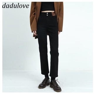 DaDulove💕 New Korean Version of Ins Double-breasted Straight Jeans High Waist Niche Womens Cropped Pants