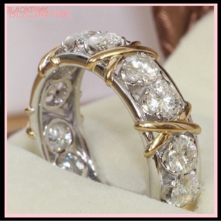 สินค้า Sunshine_Fashion Full Cubic Zirconia CZ Cross White Gold Plated Ring Lady Wedding Jewelry
