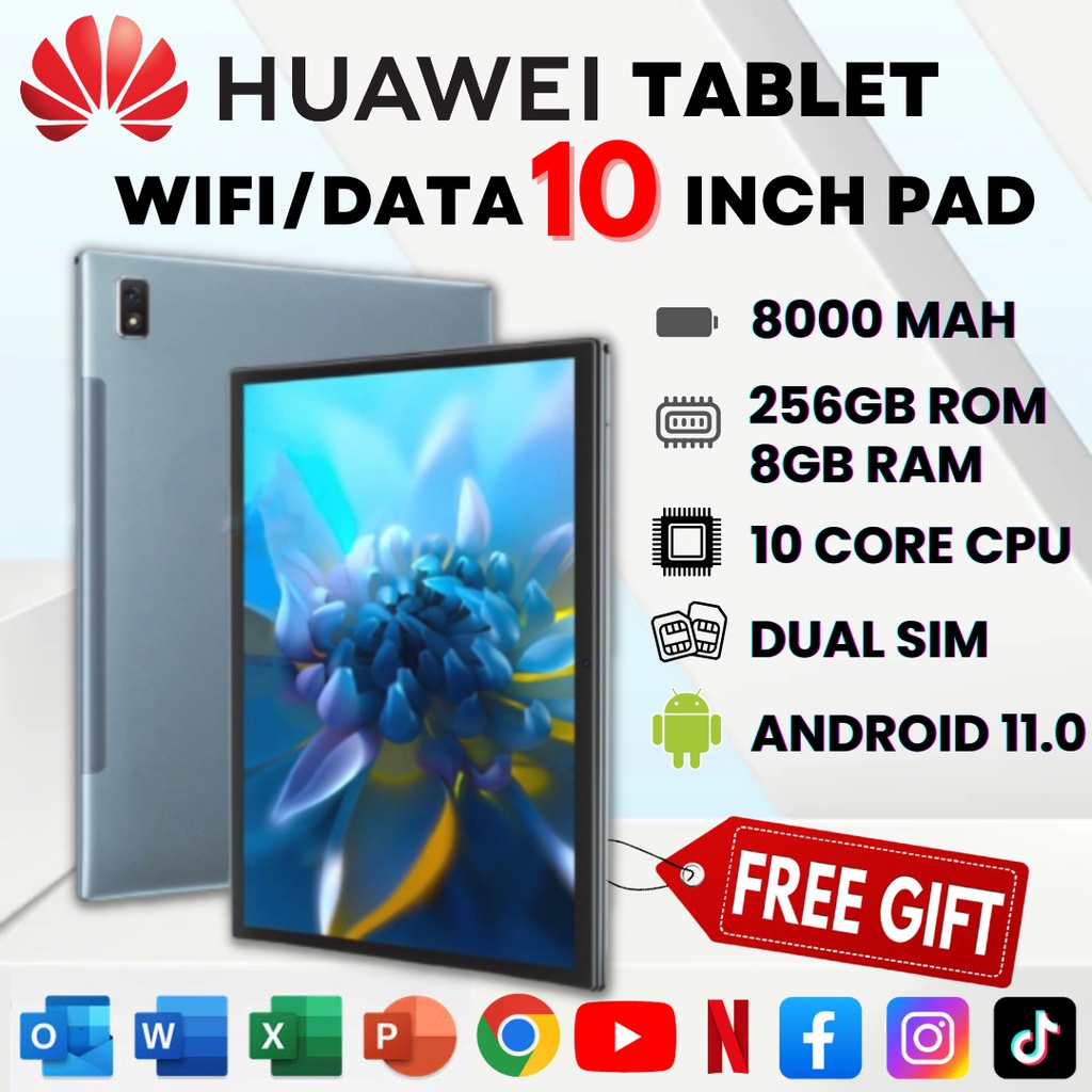 ราคาและรีวิวพร้อมส่ง แท็บเล็ต Huawei Tablet หน้าจอ 10.1 นิ้ว  Android 8.1 หนึ่งซิม 4G LTE WIFI Huawei Tablet X10