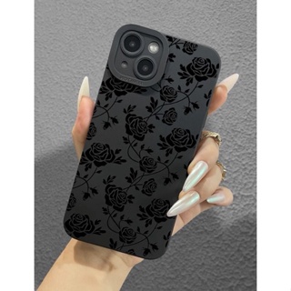 เคสไอโฟนดำด้านกุหลาบดำ i6-14promax (Case iphone) เคสมือถือ เคสด้าน เคสดำ เคสกุหลาบ เคสดอกไม้ เคสลายดอก ฮิต