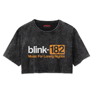 Blink 182-Crop Tee/Crop เสื้อยืด สไตล์วินเทจ