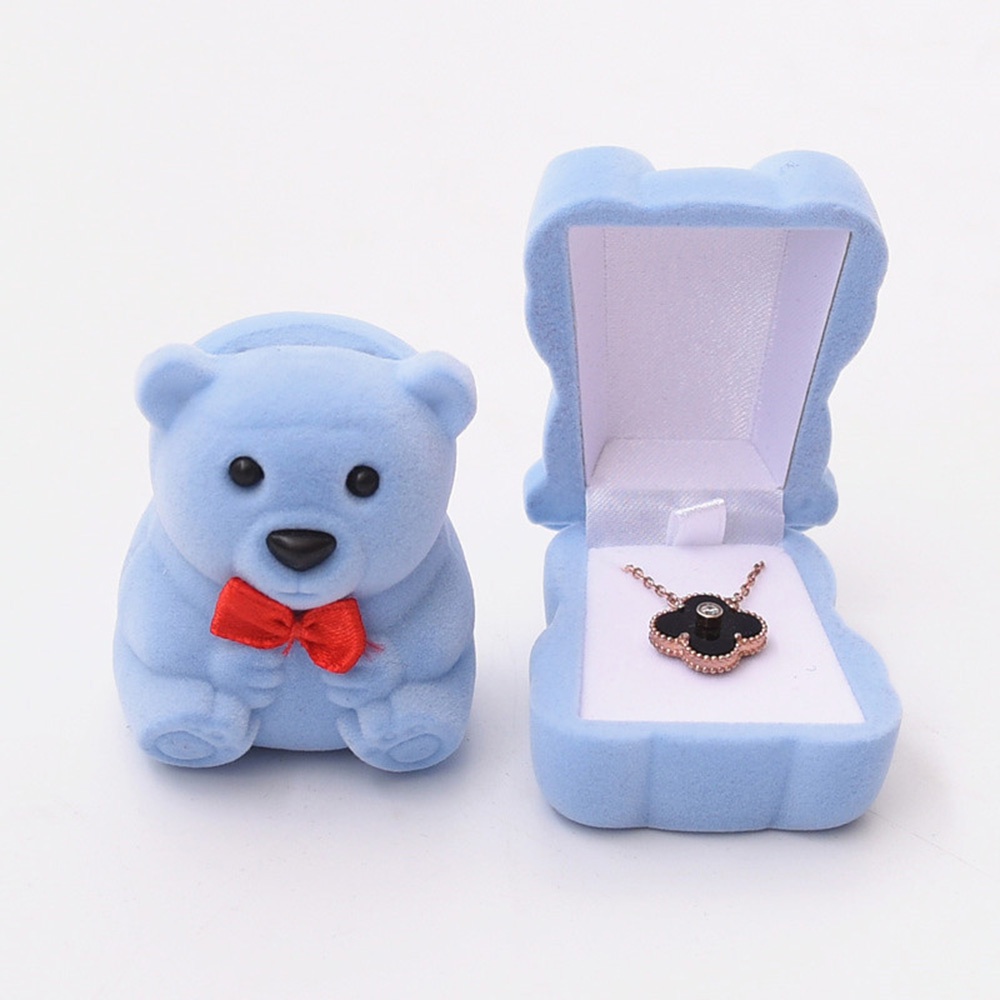 กล่องใส่เครื่องประดับ-สร้อยคอ-แหวน-ต่างหู-แหวน-ผ้ากํามะหยี่-รูปโบว์-หมีน่ารัก