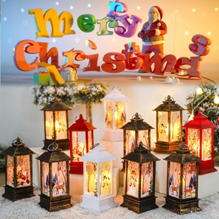 【พร้อมส่ง】โคมไฟ LED รูปตะเกียง มีรูแขวน ลายซานตาคลอส กวาง สำหรับตกแต่งคริสต์มาส โคมไฟคริสต์มาส ไฟประดับ ตกแต่งคริสมาส
