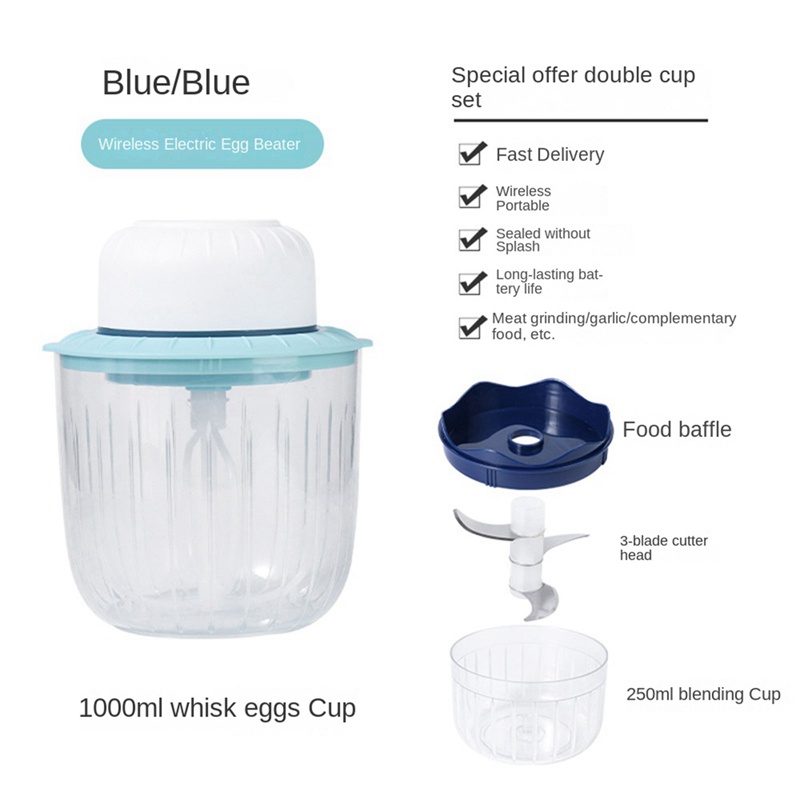 portable-automatic-blender-wireless-electric-egg-beater-2in1-garlic-chopper-crusher-cream-baking-household-mixer