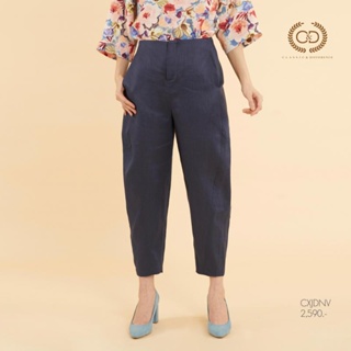 C&amp;D กางเกงขาวยาว กาง﻿เ﻿กงผู้หญิง ซีเเอนด์ดี กางเกงทรง Carrot Pants โทนสีกรม (CXJDNV)