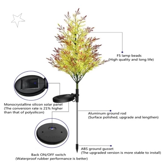 ไฟ-led-ต้นไม้พลังงานแสงอาทิตย์-ไฟต้นคริสต์มาส-1ชุด2ชิ้น