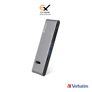 Verbatim Type-C Hub with HDMI, USB3.0, Type C PD &amp; 3.5 Aux - Grey 66317