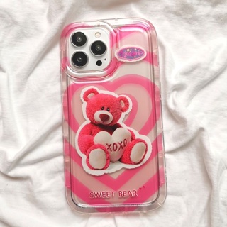 เคสโทรศัพท์มือถือแบบนิ่ม TPU ใส กันกระแทก ลายหมีน่ารัก สําหรับ IPhone 14 13 12 11 Pro XS Max X XR 7 8 6 6S Plus