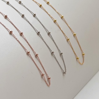 (โค้ด X8SFXJ ลด 20%) A.piece  สร้อยเงินแท้ [all silver 925 &amp; 14K gold] dot chain necklace