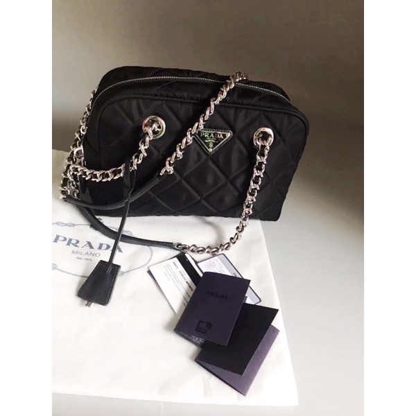 New PRADA 1BB903 Nylon Chain Shoulder Bag Size 12 L 8 H 4 D Shopee Thailand