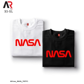 เสื้อยืดสีขาวผู้หญิง - AR Tees โลโก้ข้อความ NASA v1 เสื้อยืด Unisex ที่กําหนดเองสําหรับผู้หญิงและผู_21