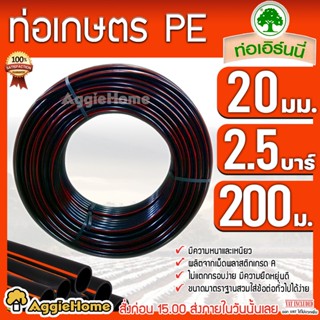 เอิร์นนี่ ท่อเกษตร PE ท่อ LDPE 20 มิล (4หุน) #คาดส้ม 2.5 บาร์/ยาว 200 เมตร ท่อพีอี ท่อPE ระบบน้ำ