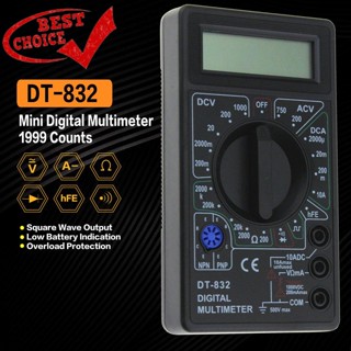 Dt-832 มัลติมิเตอร์ดิจิทัล ขนาดเล็ก AC/DC โวลต์แอมป์ โอห์ม ไดโอด hFE เครื่องทดสอบความต่อเนื่อง