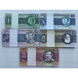 ธนบัตรของประเทศบราซิล ปี1980-1990 ยกชุด5ใบ ธนบัตรต่างประเทศ