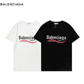 Balenciag เสื้อยืดแขนสั้น ผ้าฝ้าย พิมพ์ลาย แฟชั่นสําหรับผู้ชาย และผู้หญิง