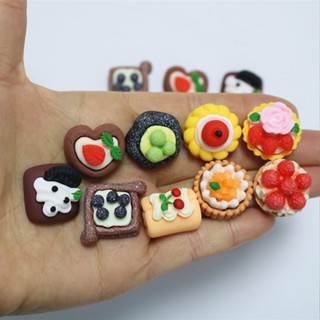 10 ชิ้น / เซต อาหารจําลอง เค้ก ผลไม้ เรซิ่น เจียรหลังเบี้ย หลังแบน DIY อุปกรณ์ตกแต่ง สําหรับสมุด DIY อุปกรณ์ตกแต่ง