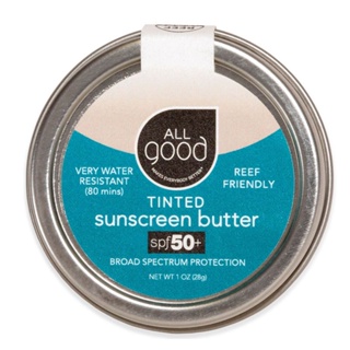 ครีมกันแดดกันน้ำ สำหรับผิวแทน All Good (TINTED) Mineral Sunscreen Butter SPF 50+ (Reef-save) กันแดดรองพื้น Made in USA