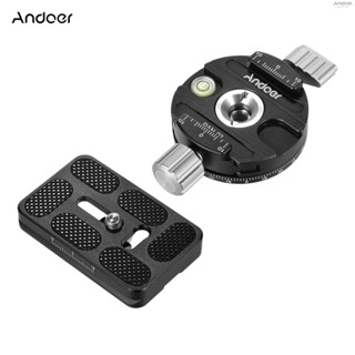 Andoer PAN-03 อะแดปเตอร์ขาตั้งกล้องพาโนรามา อะลูมิเนียมอัลลอย ปลดเร็ว พร้อมแผ่น QR 1/4 นิ้ว และรูสกรู 3/8 นิ้ว