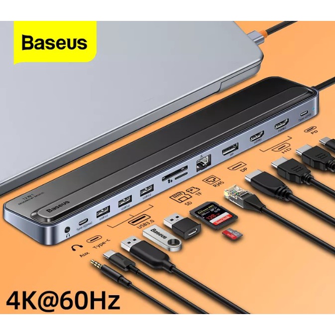 ภาพหน้าปกสินค้าBASEUS HUB Adapter 11 in1 อะแดปเตอร์เสียง Usb C อุปกรณ์เชื่อมต่อโน้ตบุ๊ก HDMI type C อะแดปเตอร์ จากร้าน baseus_officialshop บน Shopee