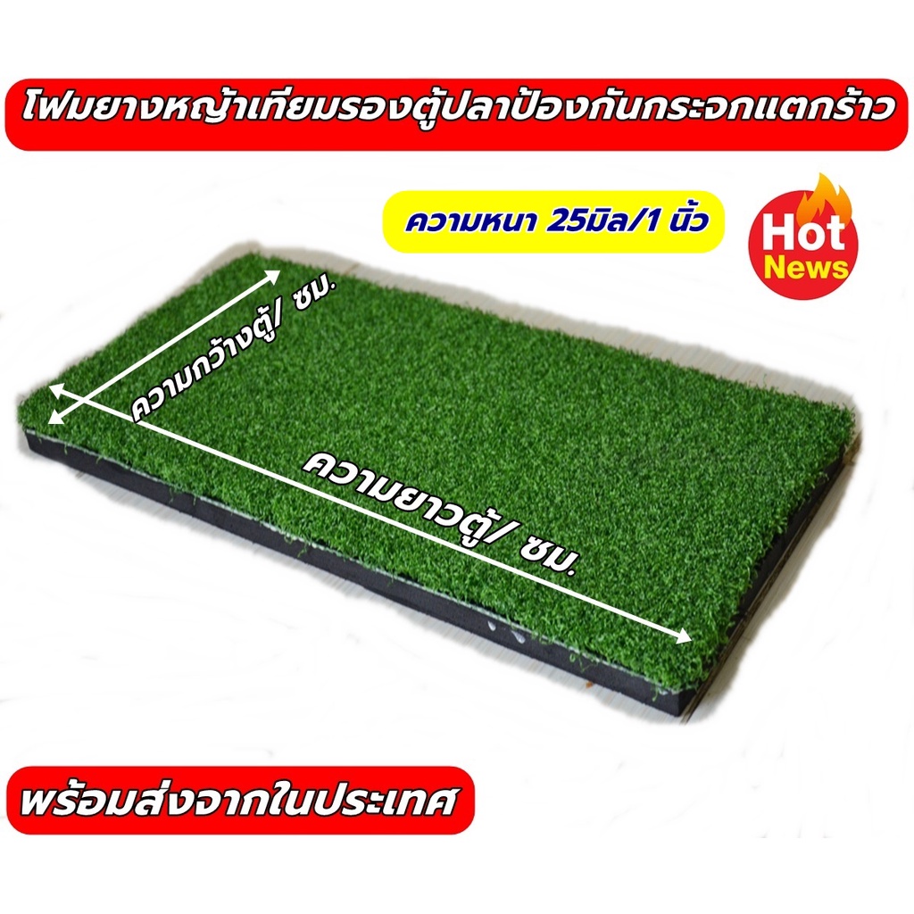 โฟมยางปูพื้นตู้ปลาขนาด-20-นิ้ว-33x50-cm-แผ่นหญ้าเทียมรองตุ้ปลา-โฟมรองตู้ปลา-ความหนา-1-นิ้ว-25มิล