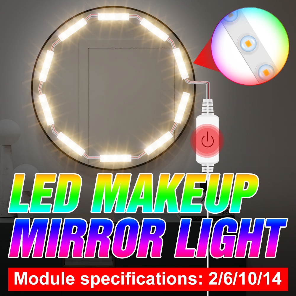 2-6-10-14หลอดไฟ-led-ไฟหน้ากระจก-usb-touch-dimming-vanity-โคมไฟ-dc5v-ความงามแสง-ไฟ-selfie-แบบหรี่แสงได้-ตกแต่งบ้าน