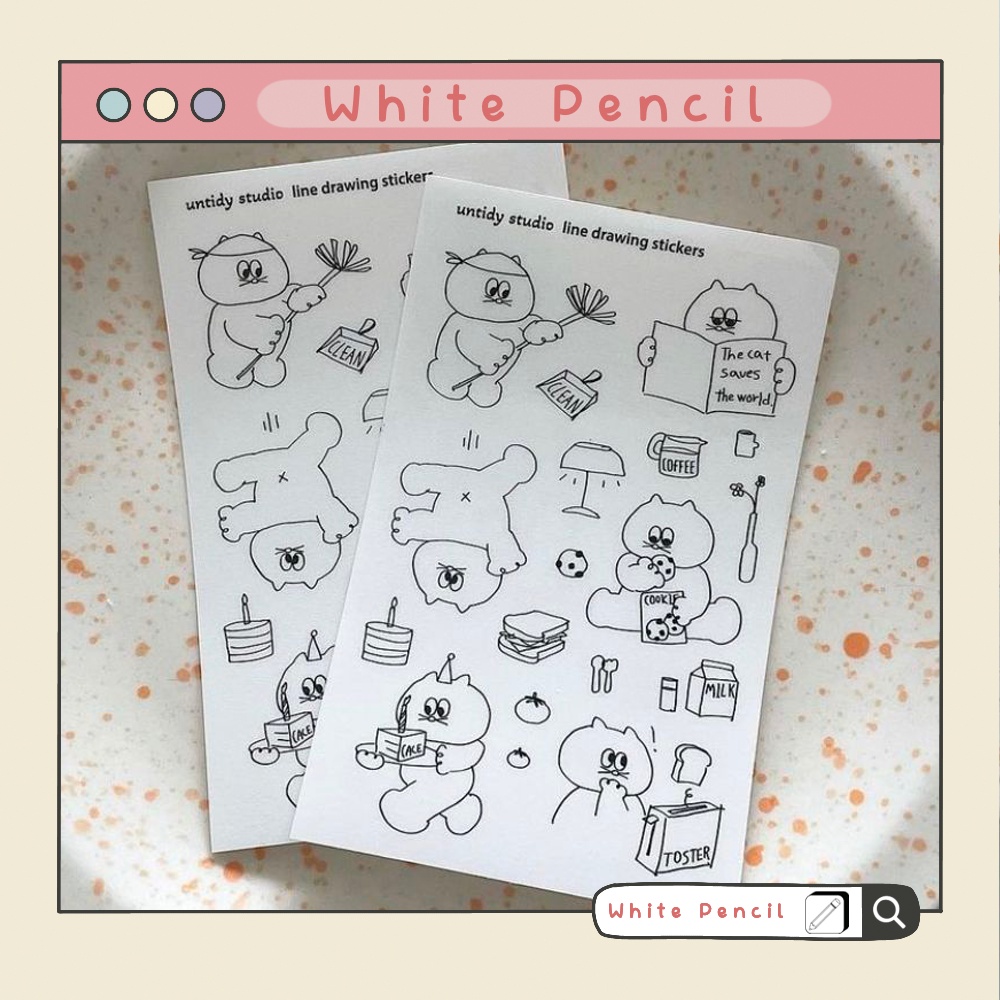 สติ๊กเกอร์ untidy studio line drawing stickers | Shopee Thailand