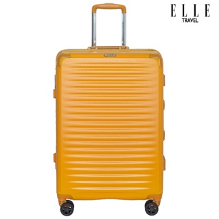 ELLE Travel Ripple Collection, Medium Size 24" Luggage, 100% Polycarbonate (PC), Secure Aluminum Frame, Mustard
