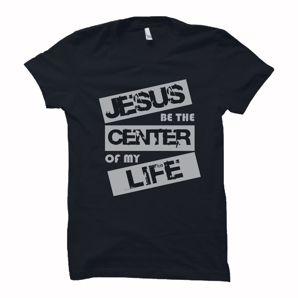 เสื้อยืดผู้หญิง-เสื้อคริสเตียน-aow-พระเยซู-be-the-center-สีดําผ้าฝ้ายผสมเสื้อยืด-unisex-tees-56