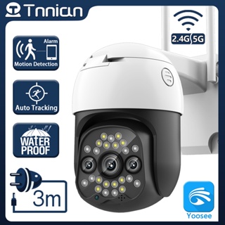 สินค้า Tnnian กล้องวงจรปิดไร้สาย 5MP 3 HD 360 องศา 5G WIFI PTZ IP มองเห็นที่มืด กันน้ํา สําหรับกลางแจ้ง