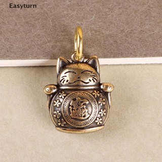 Easyturn พวงกุญแจ จี้รูปแมวนําโชค ทองแดงบริสุทธิ์ สําหรับแขวนเครื่องประดับ DIY