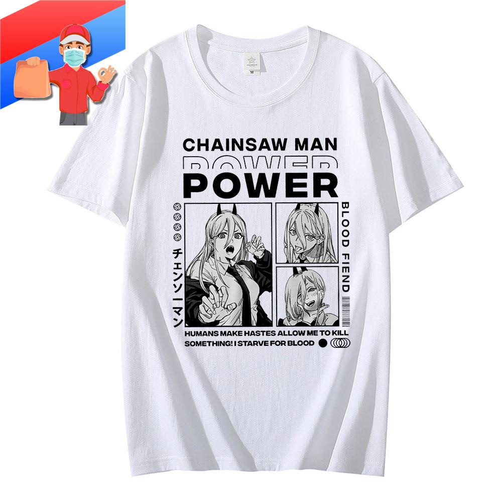 เสื้อยืดสีขาว-chainsaw-man-denji-power-anime-fashion-prints-oversized-t-shirt-women-men-shirts-เสื้อยืด-เสื้อยืดสีพ-17