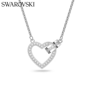 [ของแท้ พร้อมส่ง] Swarovski Swarovski สร้อยคอโซ่สั้น จี้คริสตัล สีขาว สีทอง