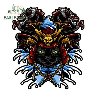 Earlfamily สติกเกอร์ไวนิล ลายแมวซามูไร สไตล์ญี่ปุ่น 13 ซม. x 11.4 ซม. สําหรับติดตกแต่งรถยนต์ แล็ปท็อป