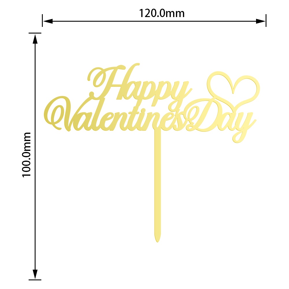 ป้ายอะคริลิค-happy-valentines-day-สีทอง-สําหรับตกแต่งเค้ก-10-ชิ้น