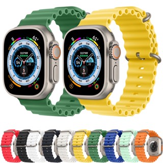 【สายนาฬิกา】ใหม่ สายนาฬิกาข้อมือซิลิโคน หัวเข็มขัดคู่ สําหรับ Apple watch T800 iwatch