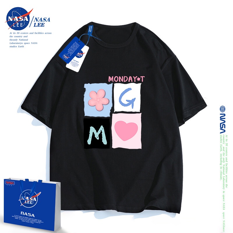 nasa-ร่วมแขนสั้นเสื้อยืด-2022-ฤดูร้อนใหม่ผู้หญิงหลวมผ้าฝ้ายครึ่งแขน-klein-สีฟ้าฤดูร้อน-topกเสื้อยืดวินเทจเสื้อเชิ้ต-59