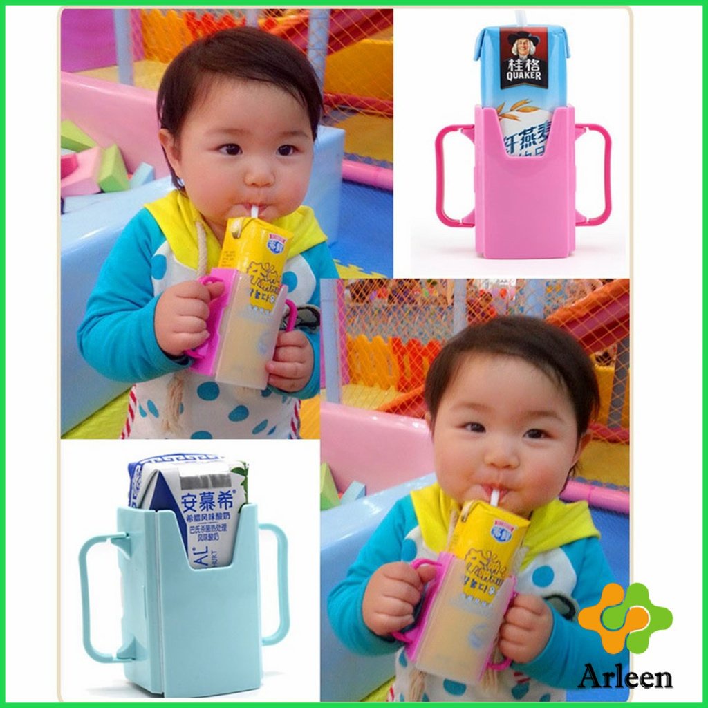 arleen-สีชมพูกล่องกันบีบ-กันบีบกล่องนม-สำหรับกันบีบกล่องนม-กล่องน้ำผลไม้-กล่องกันบีบ-baby-uht-milk-easy-hold-pocket