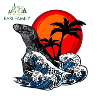 Earlfamily สติกเกอร์ ลายการ์ตูนเป็ด Godzilla คลื่นเสียง ขนาด 13 ซม. x 12.1 ซม. สําหรับติดตกแต่งหน้าต่างรถยนต์