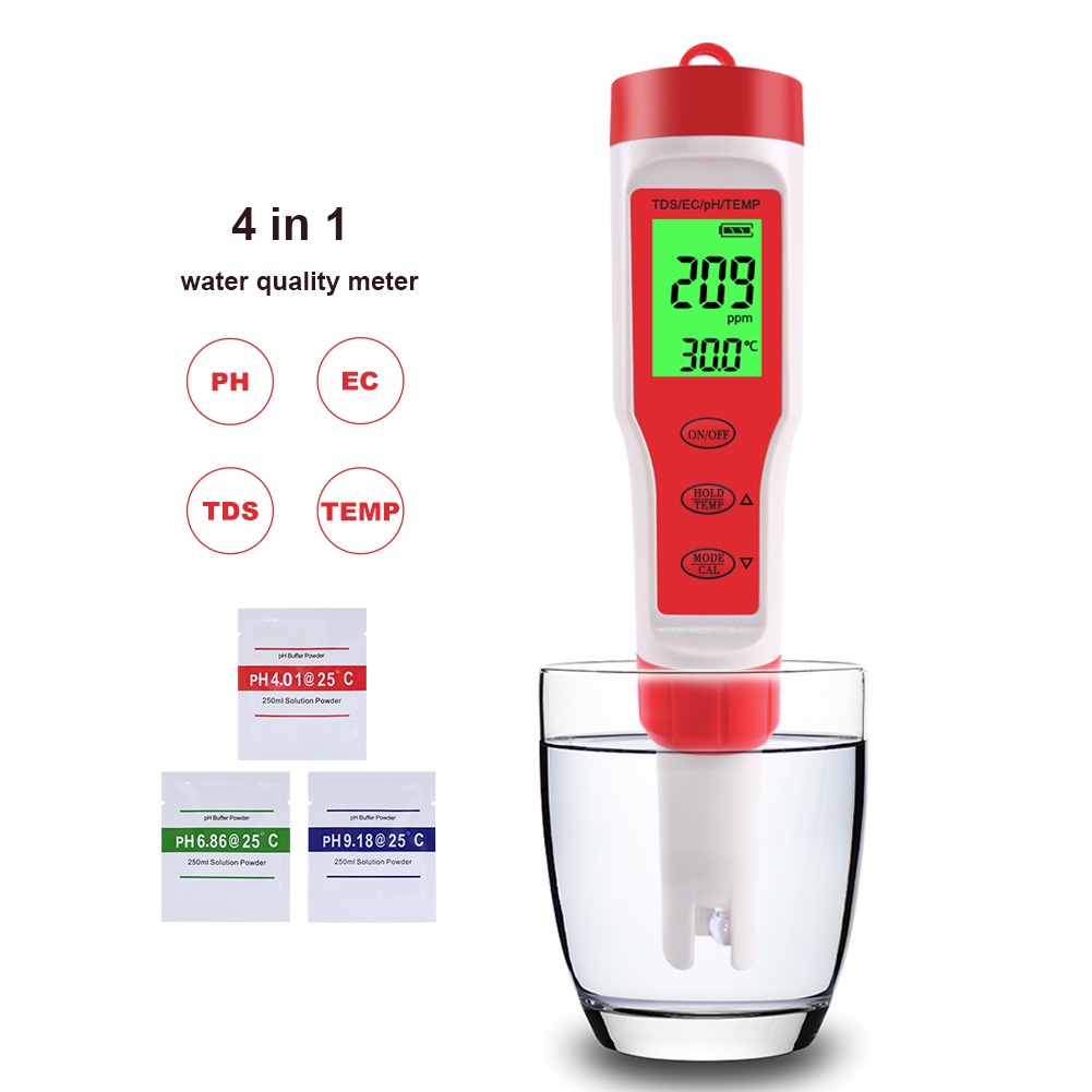 TDS PH EC TEMP Meter 4 in 1 เครื่องวัดวัด PH / TDS / EC / อุณหภูมิ PH ...