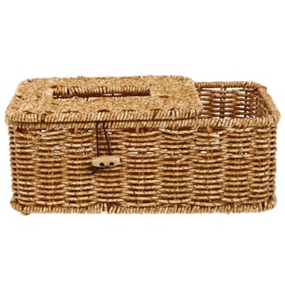 Box Tissue Holder Napkin Cover Rattan Wicker Paper Woven Home Storage Dispenser Basket Square Facial Seagrass Desktop