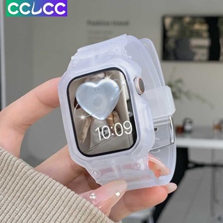 Cclcc สายนาฬิกาข้อมือ แบบใส พร้อมเคส สําหรับ Apple Watch 8 7 41 มม. 45 มม. 6 SE 5 4 3 2 iwatch 38 มม. 40 มม. 44 มม. 42 มม.