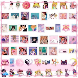 สติกเกอร์ ลายการ์ตูนเซเลอร์มูนน่ารัก สําหรับตกแต่ง 60 ชิ้น