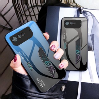 เคสโทรศัพท์มือถือกระจกนิรภัย ขอบ TPU นิ่ม ไล่โทนสี กันกระแทก สําหรับ Asus ROG Phone 6 5 ROG6 ROG5