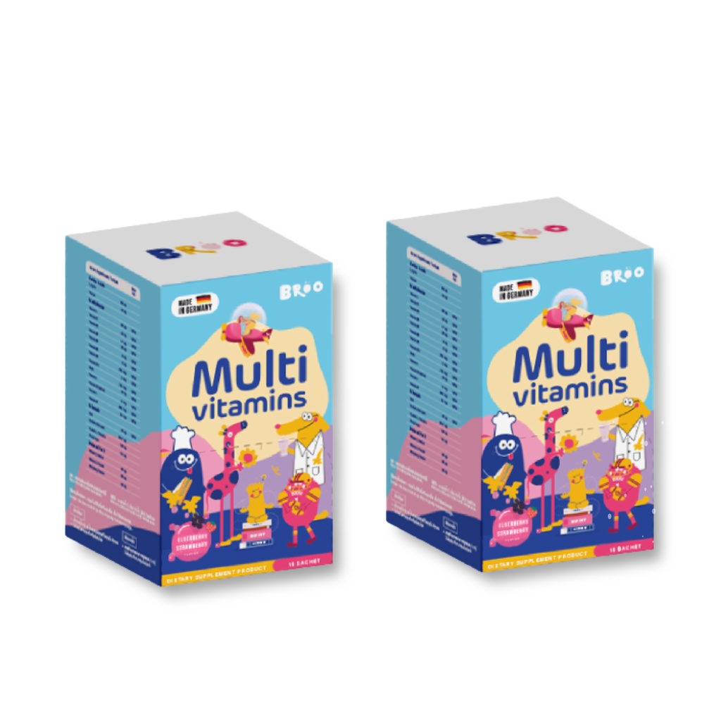 ราคาและรีวิวBROO multivitamins for kids - 15 sachets 2 กล่อง