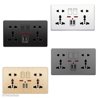 ❦♛✚WER Multifunction UK 13A Wall Socket Push Button 2.1A Double USB Charging Ports